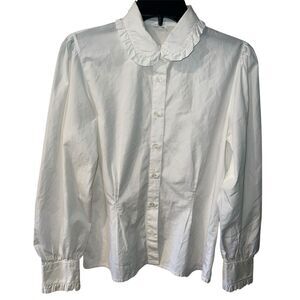 Charles Cotonay Paris France Blouse Womens 40 Sz M Cotton Button Shirt Regency